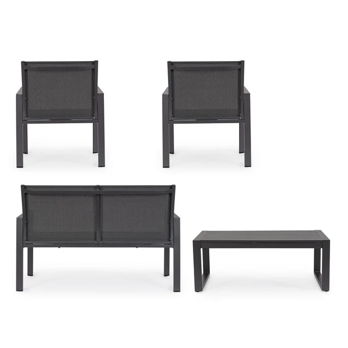 Set da giardino con divano, poltrone e tavolino in alluminio - Kallen