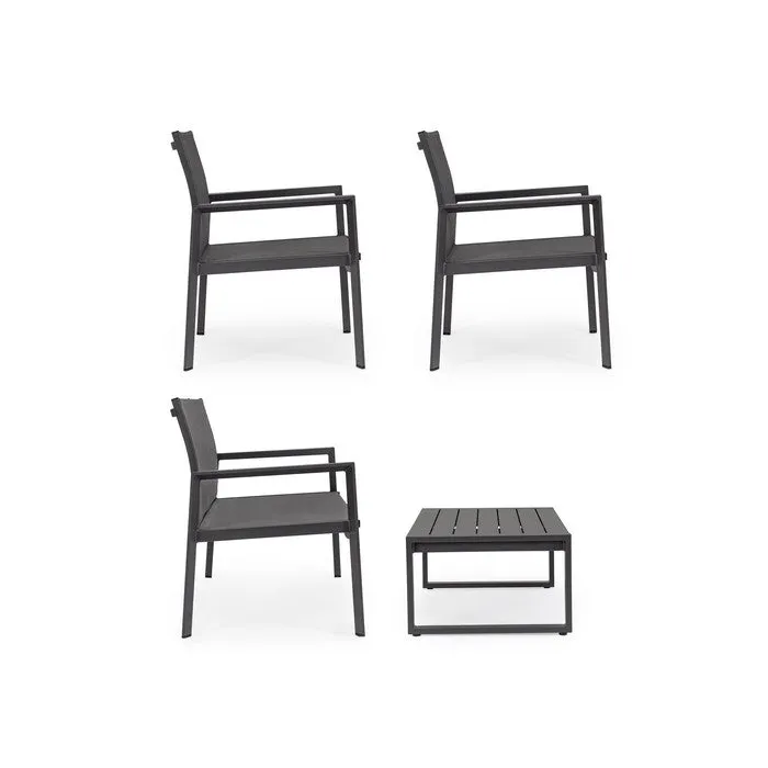 Set da giardino con divano, poltrone e tavolino in alluminio - Kallen