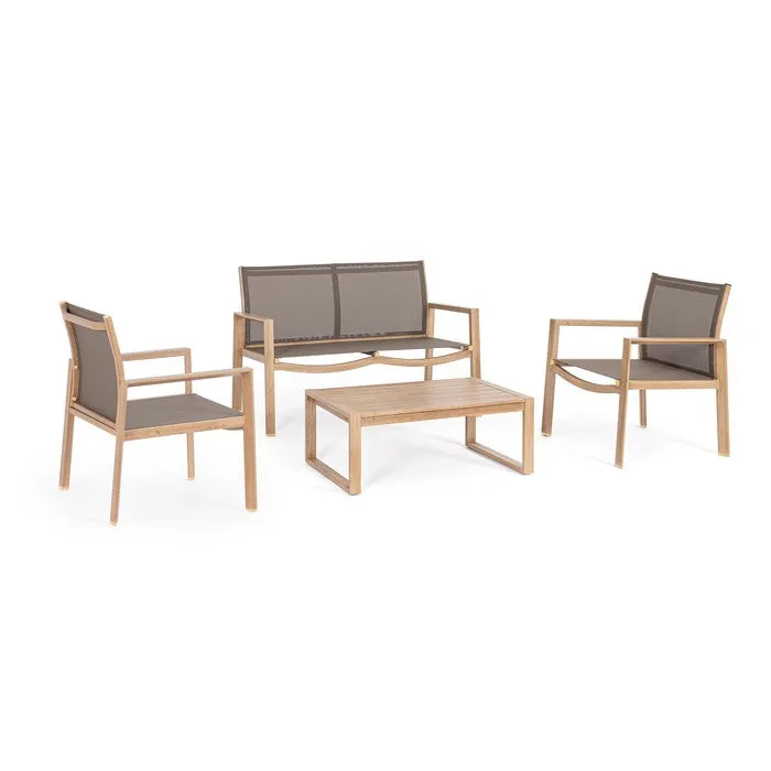 Set da giardino con divano, poltrone e tavolino in alluminio - Kallen