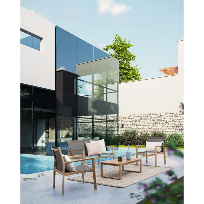 Set da giardino con divano, poltrone e tavolino in alluminio - Kallen
