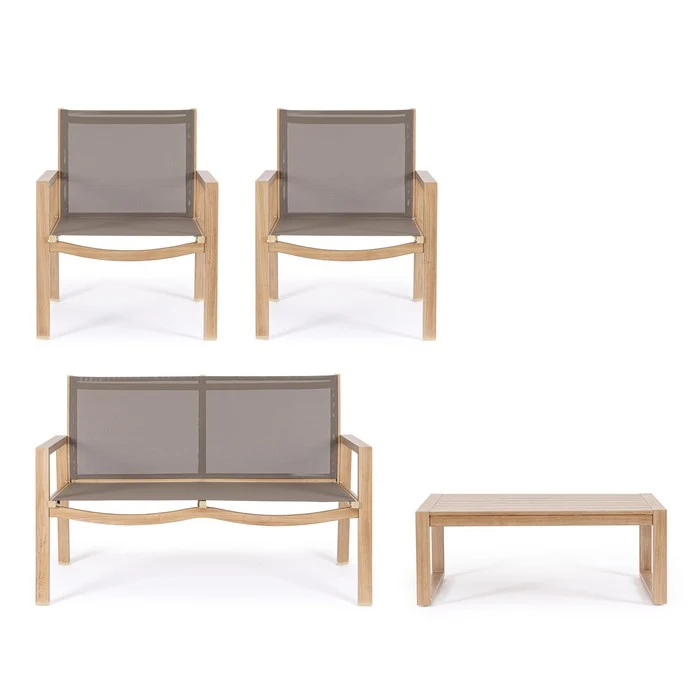 Set da giardino con divano, poltrone e tavolino in alluminio - Kallen