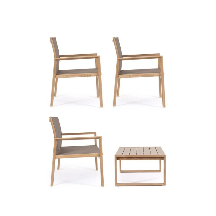 Set da giardino con divano, poltrone e tavolino in alluminio - Kallen