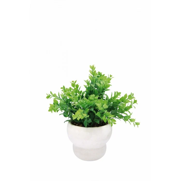 Vaso bianco con piantina artificiale 31 cm