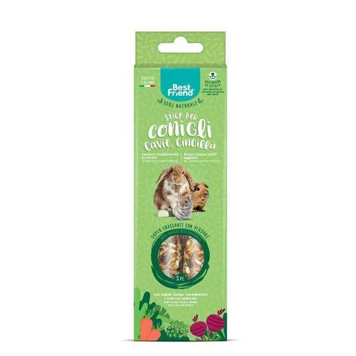 Stick snack naturali per conigli, cavie e cincillà con verdure 115 g - Best Friend