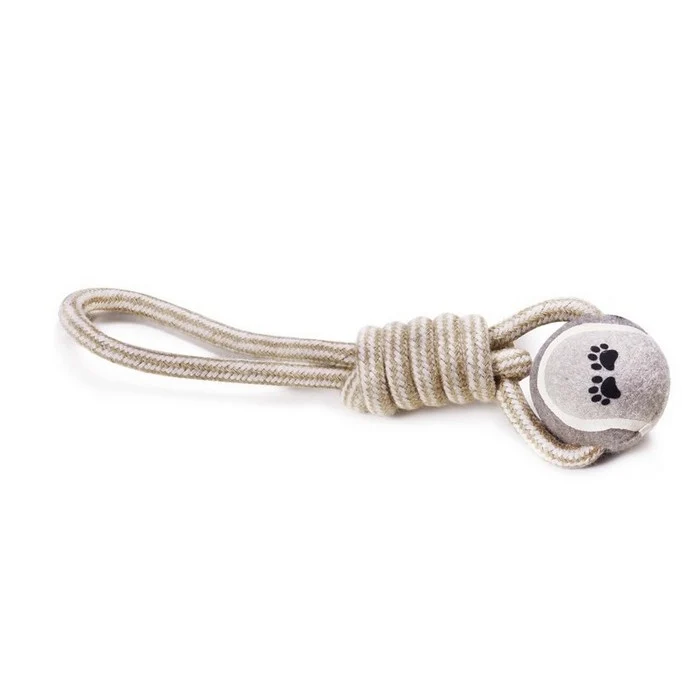 Gioco per cani in cotone tirante con palla da tennis - Natural Cotton
