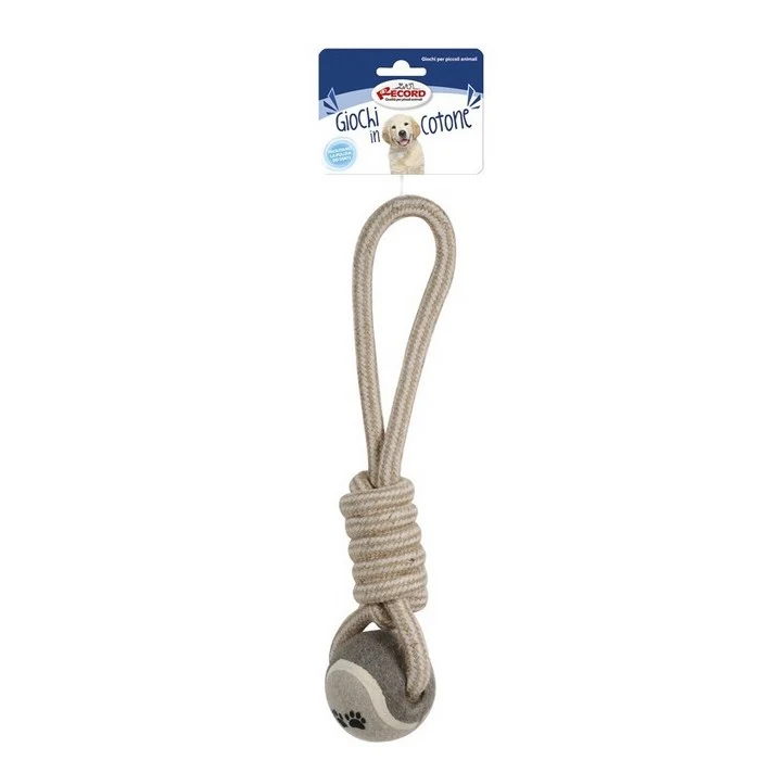 Gioco per cani in cotone tirante con palla da tennis - Natural Cotton