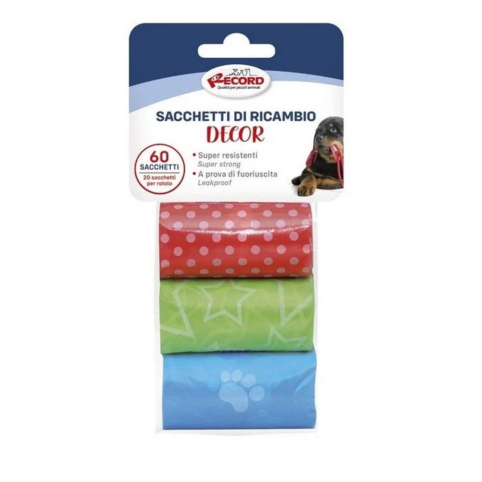 Set 3 ricariche da 30 sacchetti igienici per cani 27x30 cm