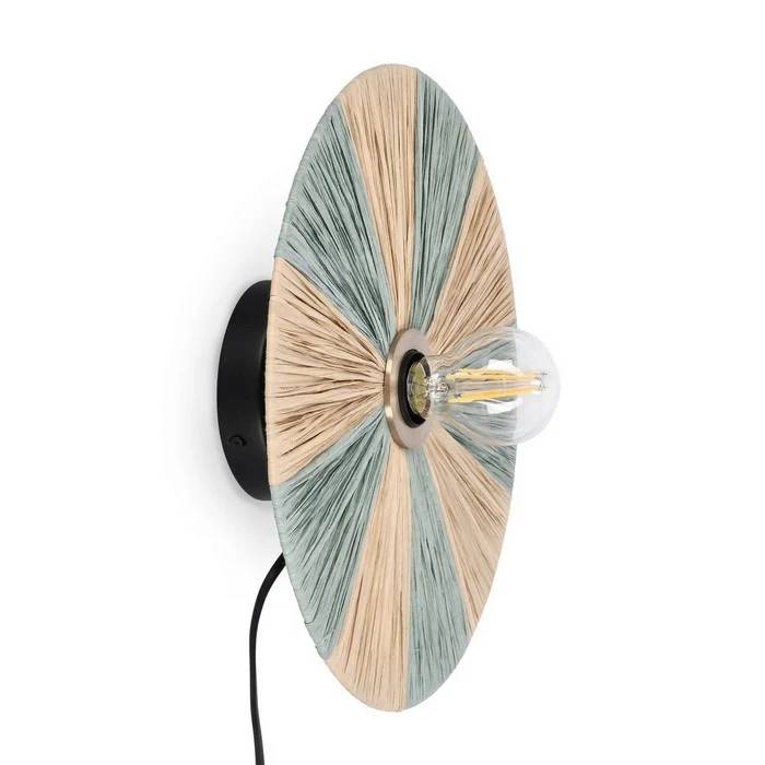 Lampada applique con decorazione in rafia 30 cm - Kanda