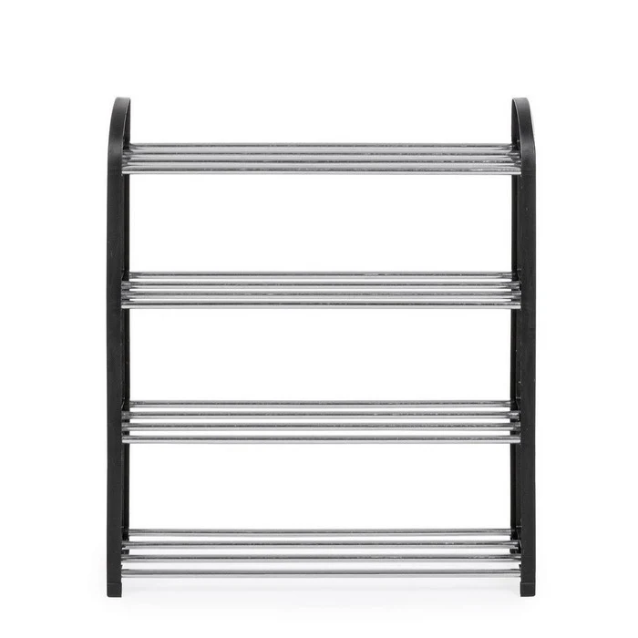 Scarpiera 4 ripiani rettangolare nero - Hallfrid