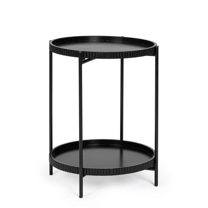 Tavolino tondo con 2 ripiani nero 42 cm - Herdys
