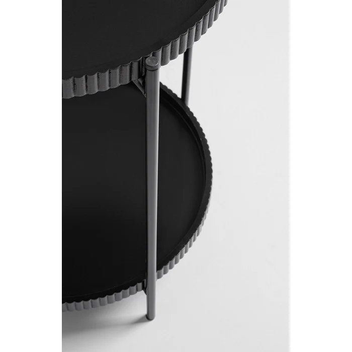 Tavolino tondo con 2 ripiani nero 42 cm - Herdys