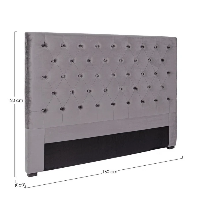 Testiera per letto grigio in velluto - Caspar