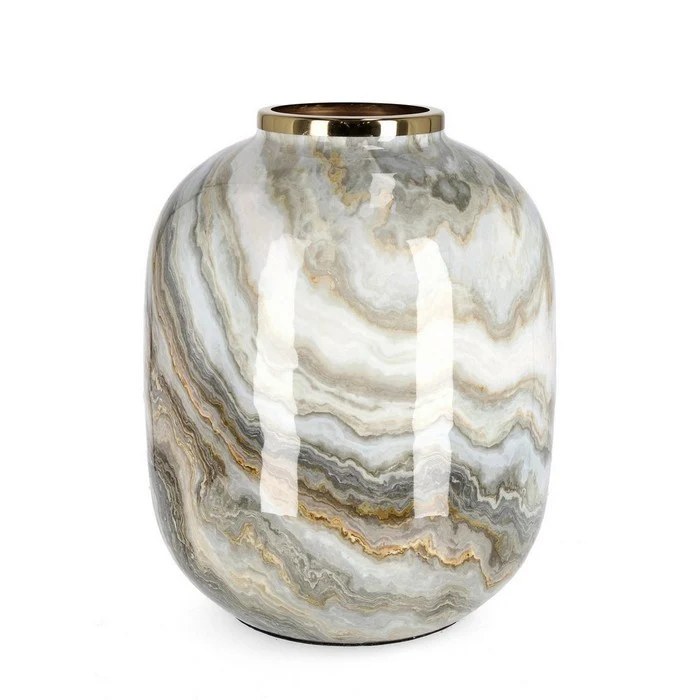 Vaso in metallo effetto marmo - Marsha