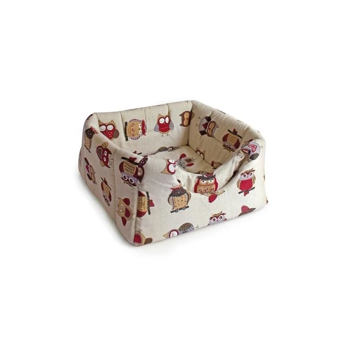 Cuccia per cani e gatti in tessuto con gufi - Igloo