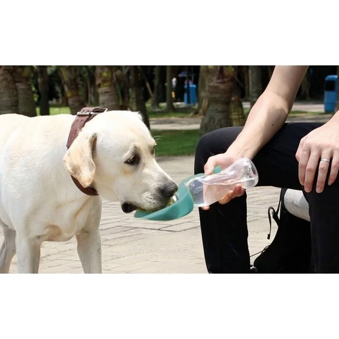 Dispenser di acqua con borraccia per cani da viaggio 400 ml - Wave