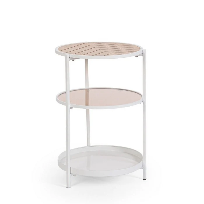 Tavolino tondo in metallo con ripiani 40 cm - Haldor