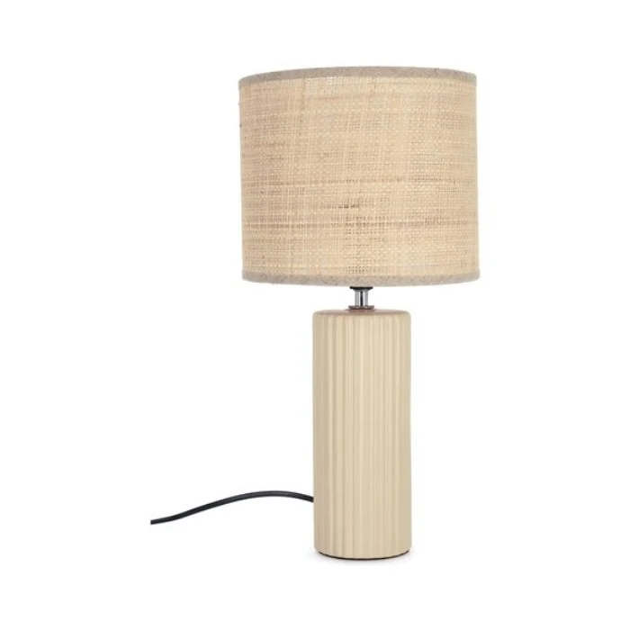 Lampada da tavolo in ceramica con paralume rafia 42 cm - Adhara