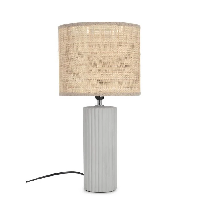 Lampada da tavolo in ceramica con paralume rafia 42 cm - Adhara