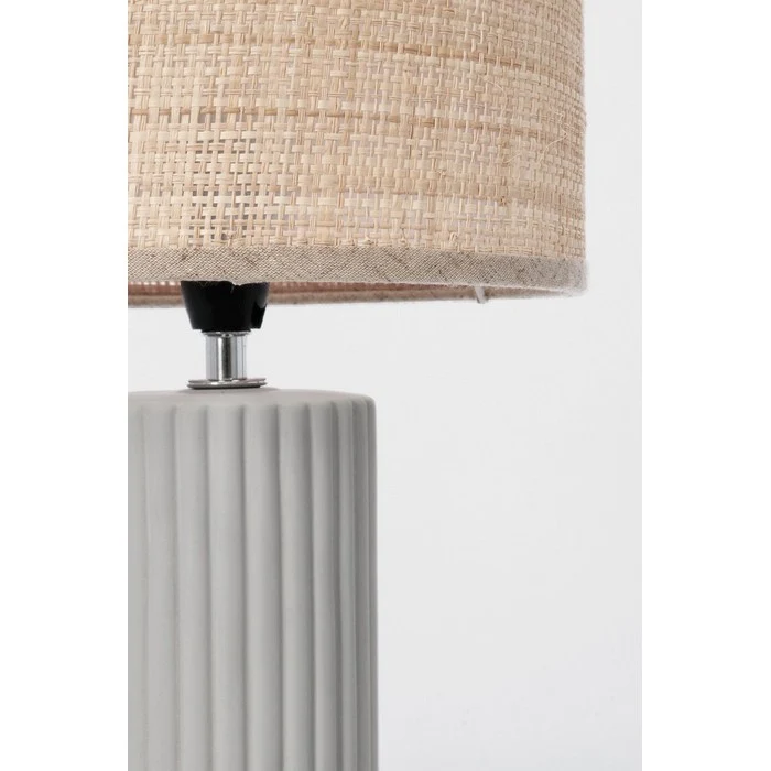 Lampada da tavolo in ceramica con paralume rafia 42 cm - Adhara