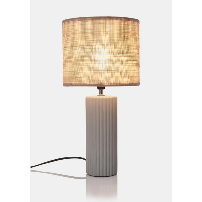 Lampada da tavolo in ceramica con paralume rafia 42 cm - Adhara