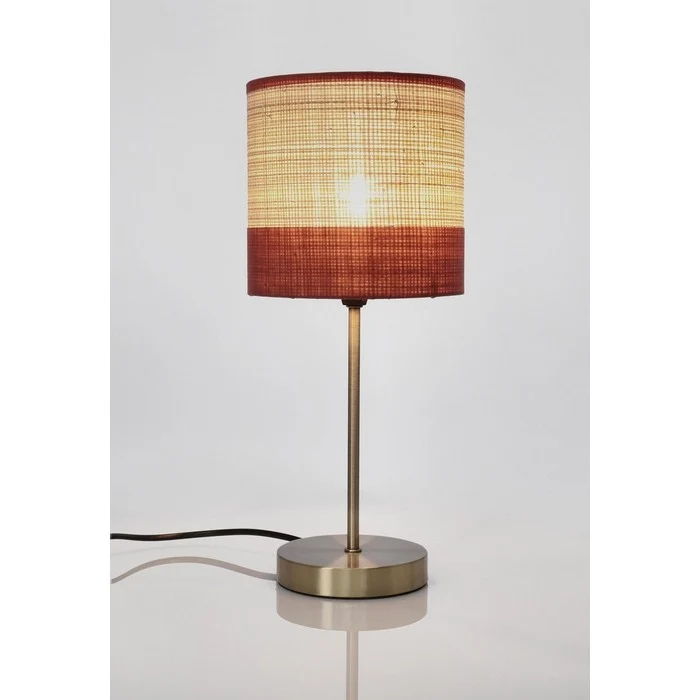 Lampada da tavolo con paralume in velluto e rafia 39 cm - Aylen