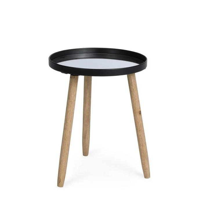 Tavolino tondo scandinavo con gambe in legno - Edvard