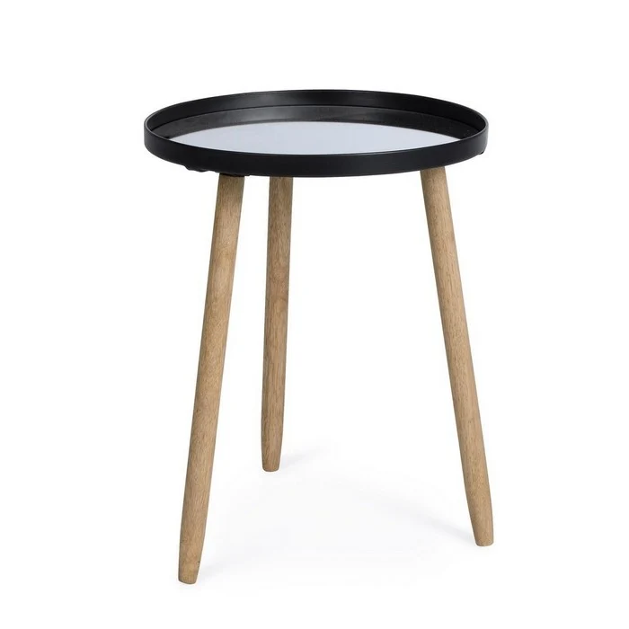 Tavolino tondo scandinavo con gambe in legno - Edvard