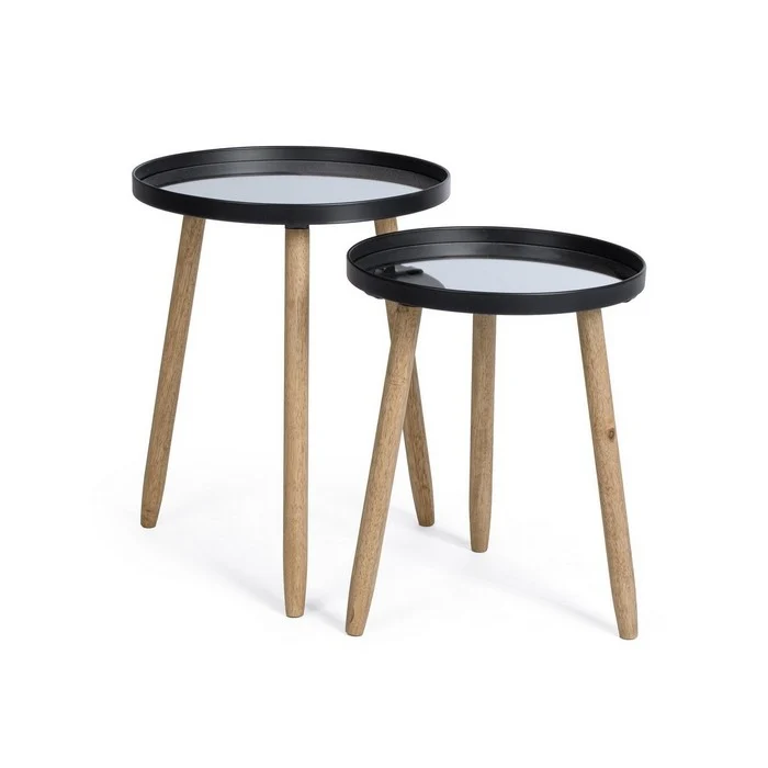 Tavolino tondo scandinavo con gambe in legno - Edvard