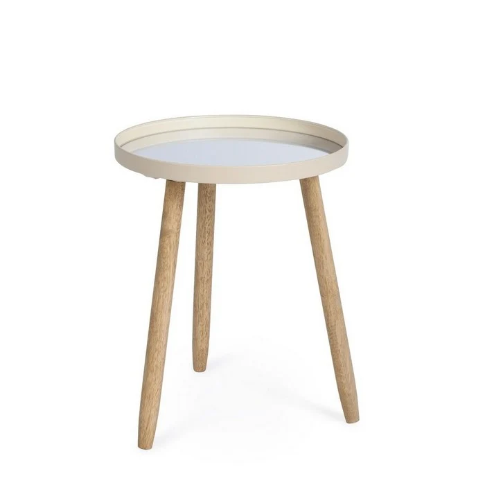 Tavolino tondo scandinavo con gambe in legno - Edvard