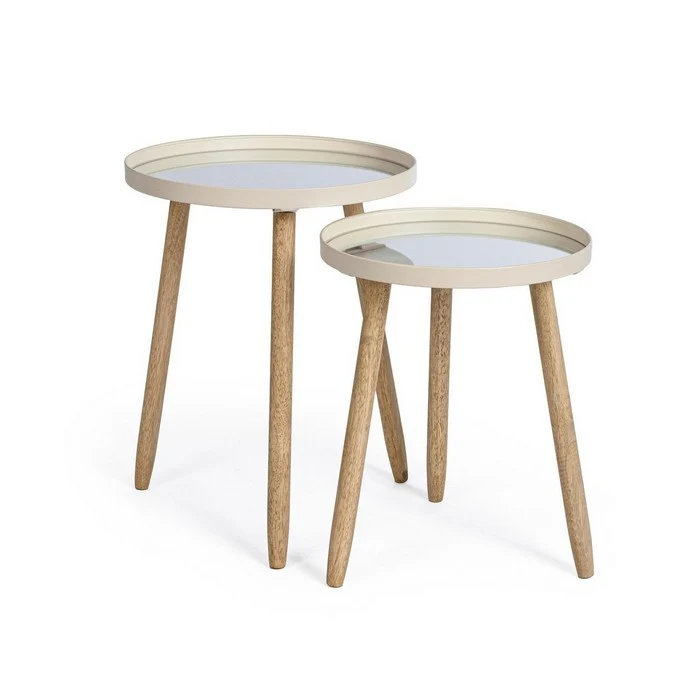 Tavolino tondo scandinavo con gambe in legno - Edvard
