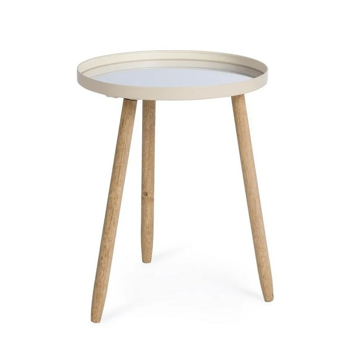 Tavolino tondo scandinavo con gambe in legno - Edvard