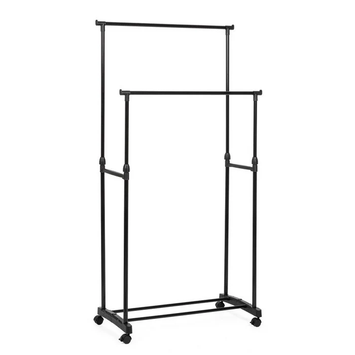 Stand guardaroba appendiabiti 2 barre con ruote - Elida