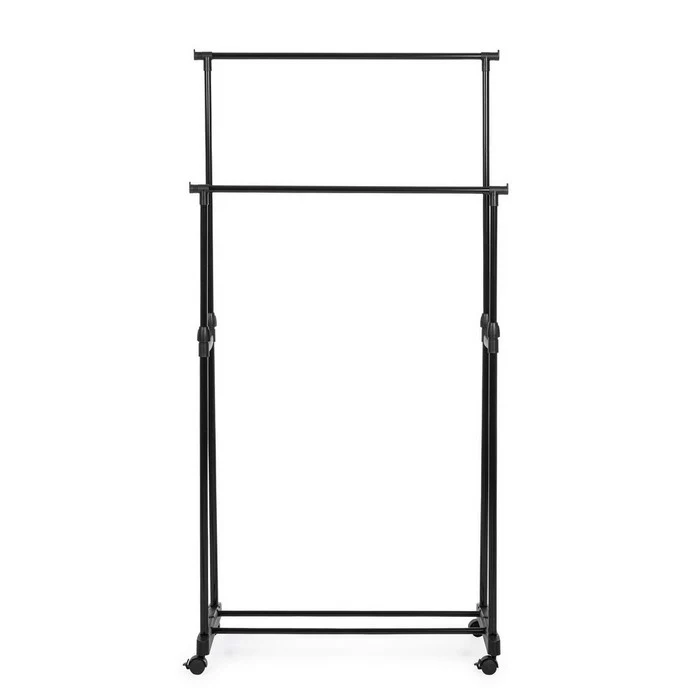 Stand guardaroba appendiabiti 2 barre con ruote - Elida