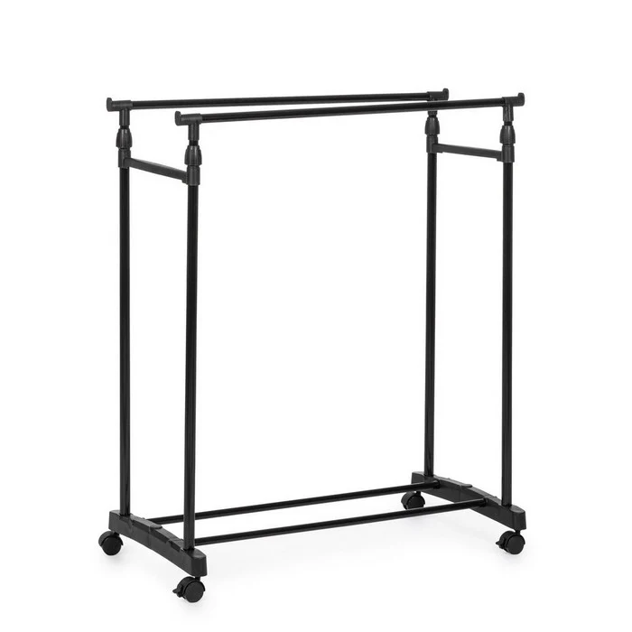 Stand guardaroba appendiabiti 2 barre con ruote - Elida