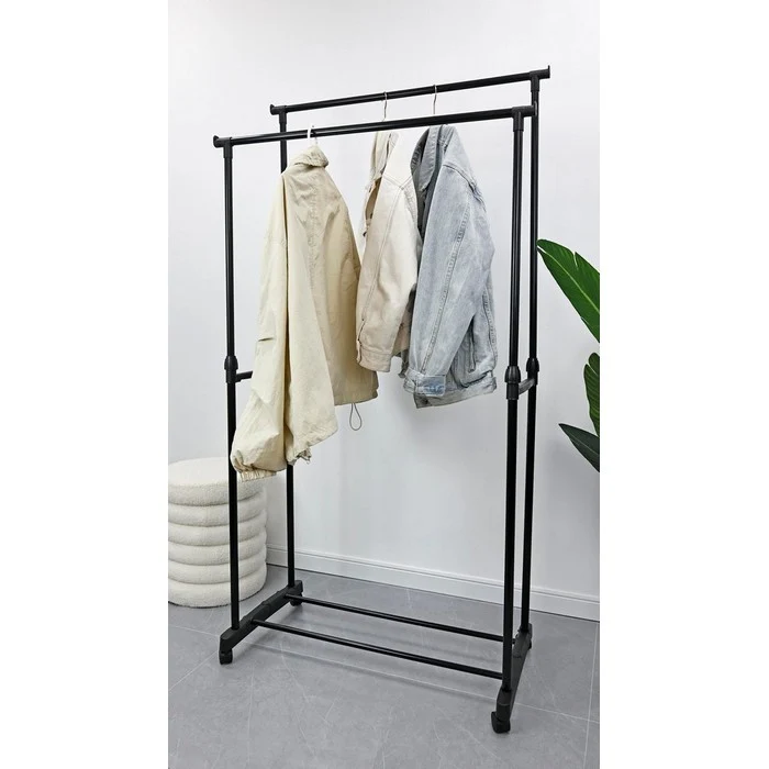 Stand guardaroba appendiabiti 2 barre con ruote - Elida