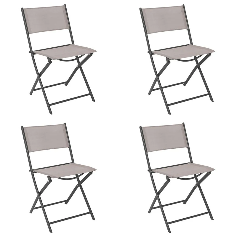 Set 4 sedie da giardino pieghevoli in metallo e textilene