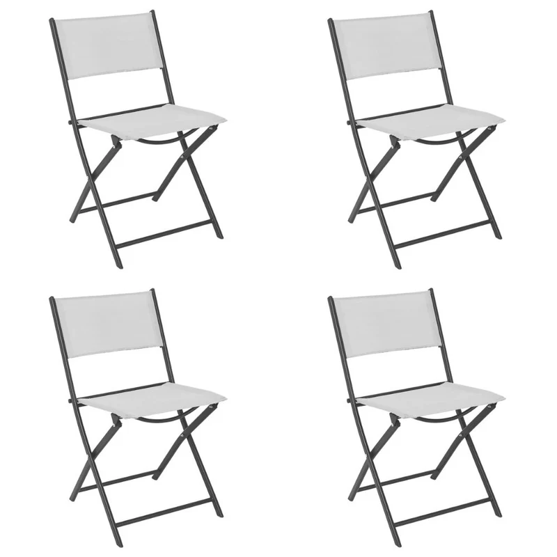 Set 4 sedie da giardino pieghevoli in metallo e textilene