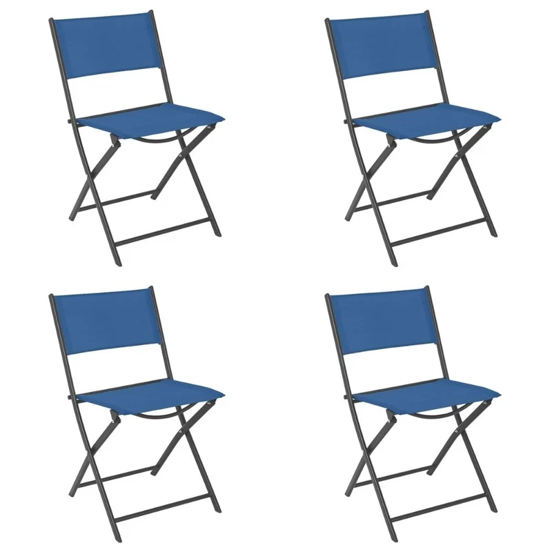 Set 4 sedie da giardino pieghevoli in metallo e textilene