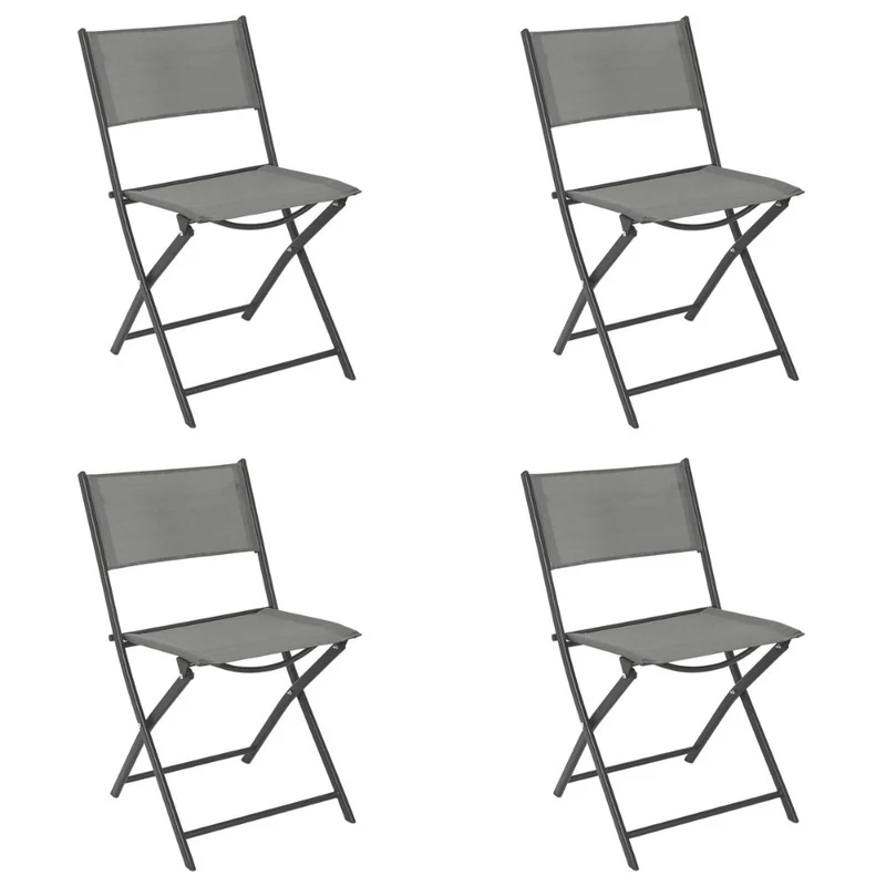 Set 4 sedie da giardino pieghevoli in metallo e textilene