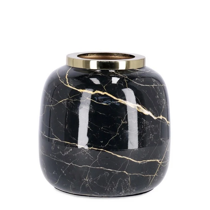 Vaso tondo in metallo effetto marmo - Masha