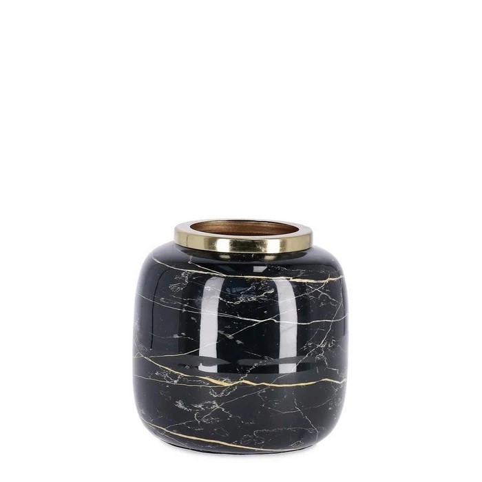 Vaso tondo in metallo effetto marmo - Masha