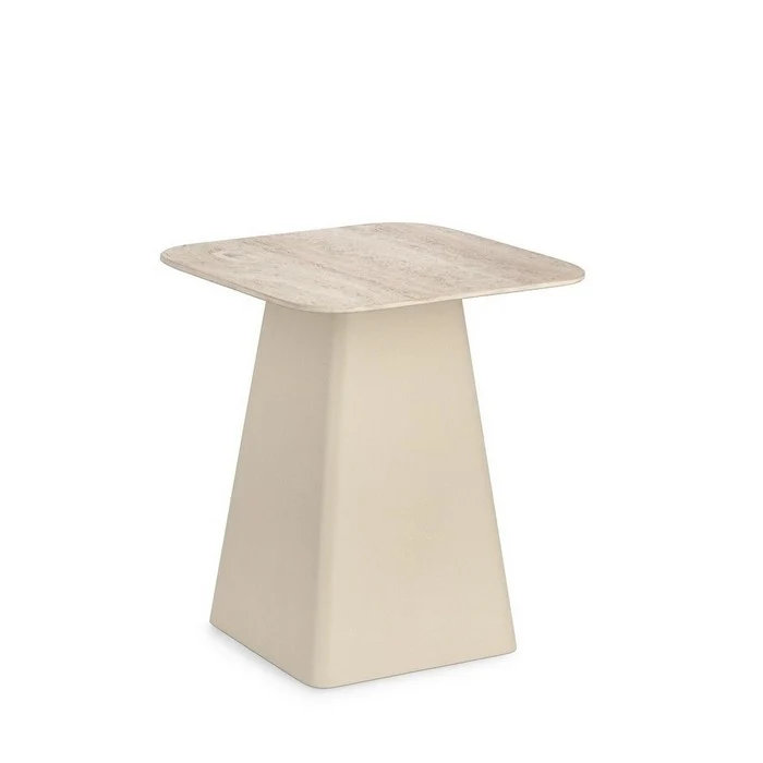 Tavolino quadrato con piano in ceramica travertino - Hardy