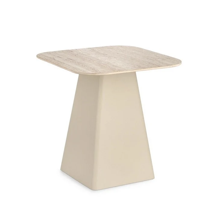 Tavolino quadrato con piano in ceramica travertino - Hardy