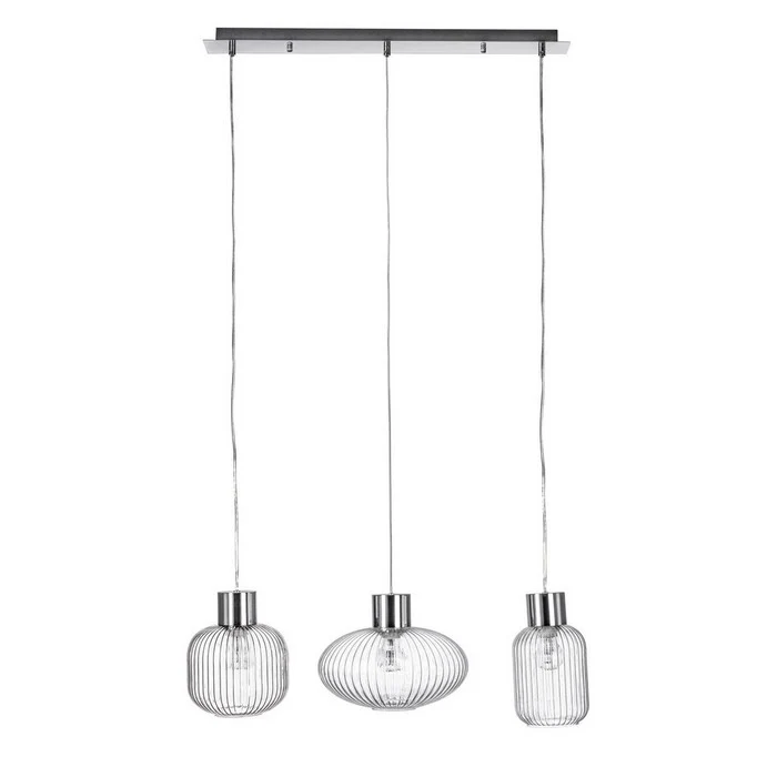 Lampadario 3 luci con struttura cromata e vetro - Showy