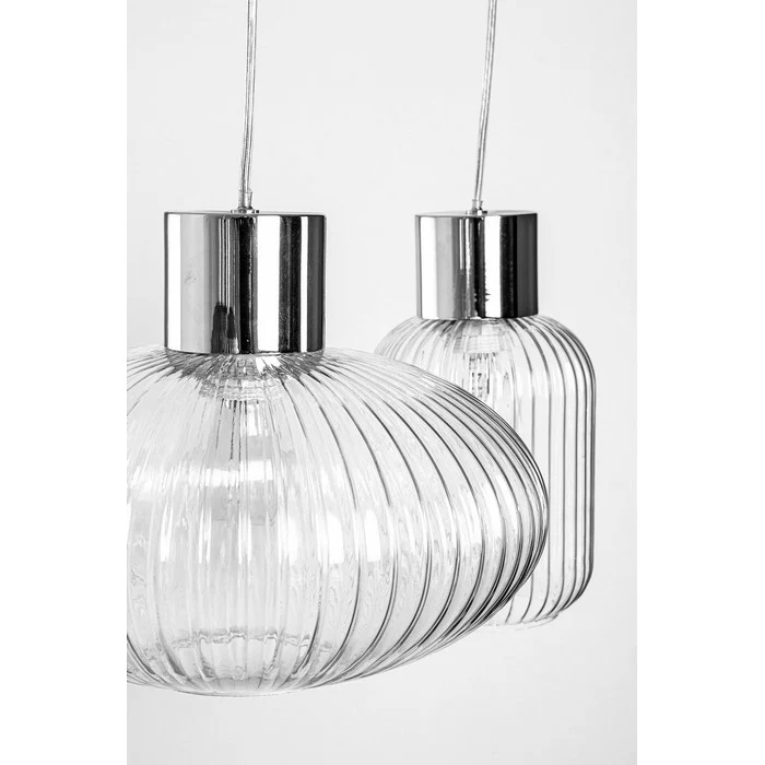 Lampadario 3 luci con struttura cromata e vetro - Showy