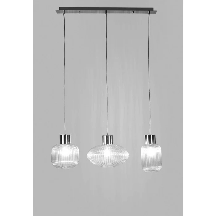 Lampadario 3 luci con struttura cromata e vetro - Showy