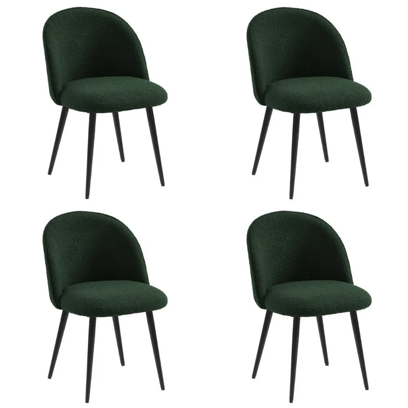 Set 4 Sedie in tessuto bouclé con gambe in metallo nero - Miranda