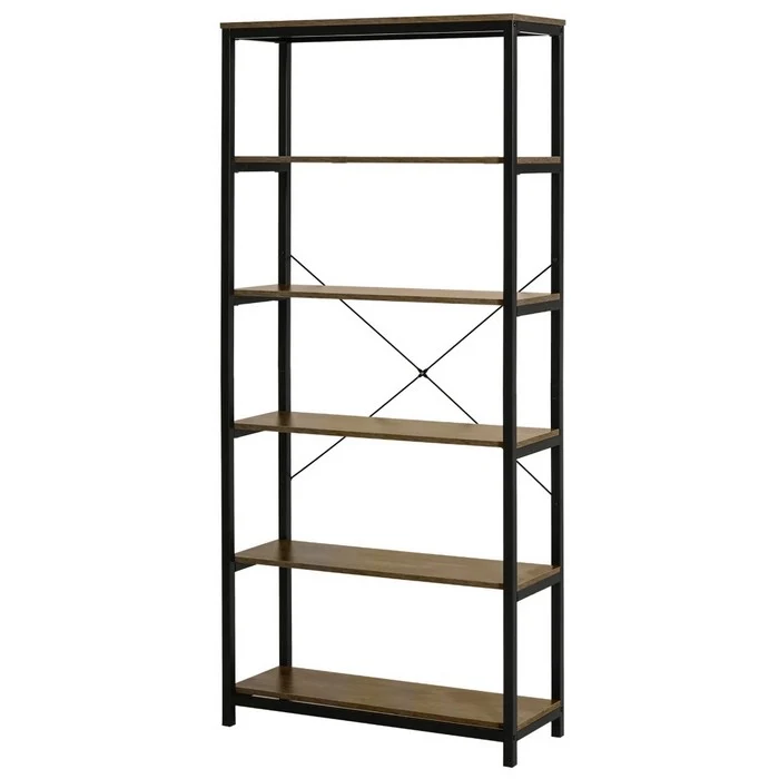 Scaffale industrial con 5 ripiani in metallo e legno