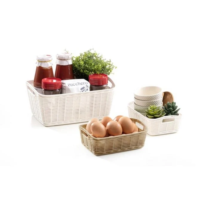 Cesta in plastica effetto rattan - Canestrina