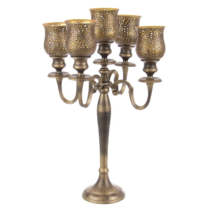 Candelabro natalizio 5 fuochi brunito 62 cm - Sharyn